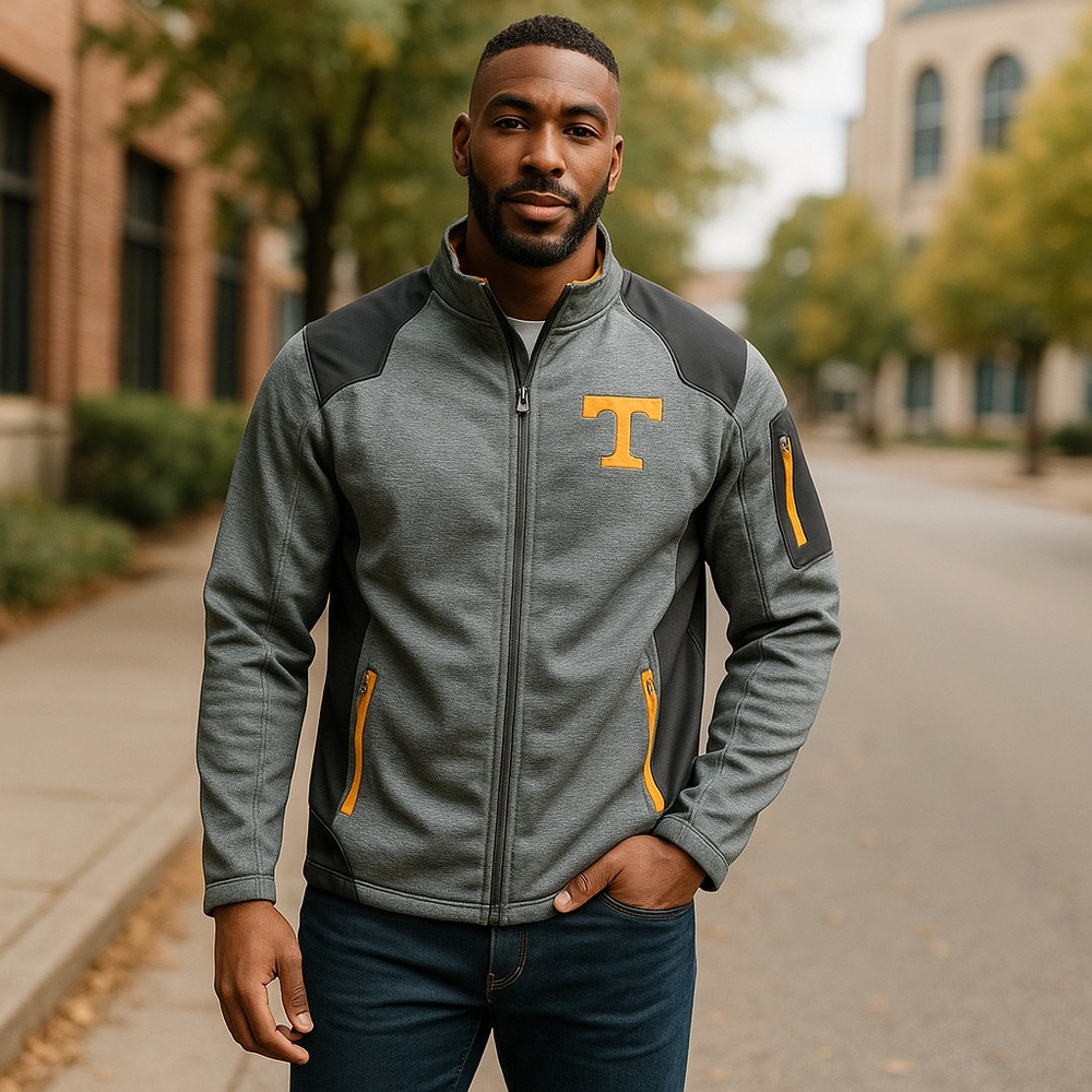 Colosseum Gray and Black Utility Jacket with Orange Details